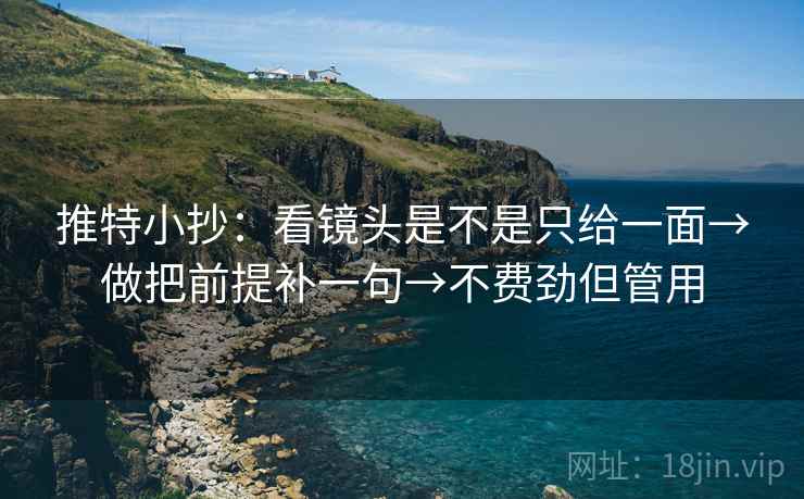 推特小抄：看镜头是不是只给一面→做把前提补一句→不费劲但管用