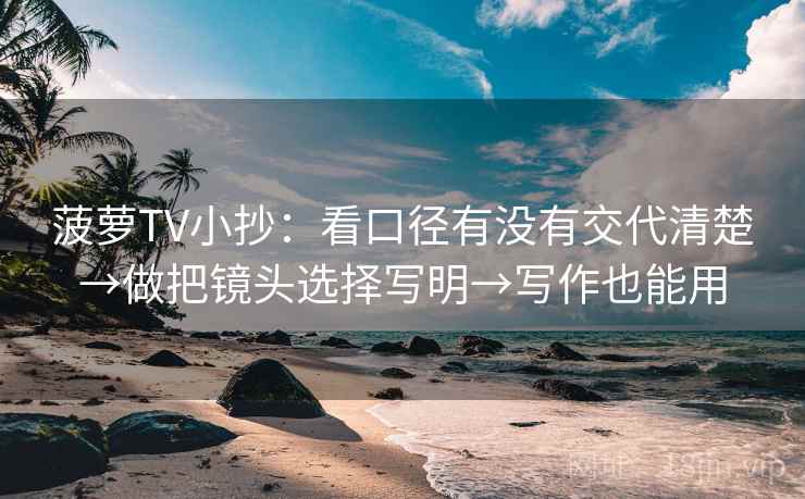菠萝TV小抄：看口径有没有交代清楚→做把镜头选择写明→写作也能用